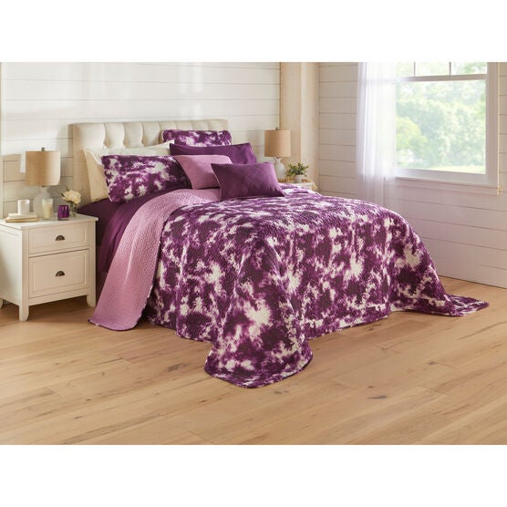 BH Studio Reversible Quilted Bedspread, PLUM TIE DYE, hi-res image number null