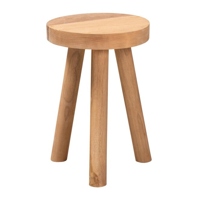 Terah Mid-Century Modern Natural Brown Teak Wood Ottoman Footstool, NATURAL BROWN, hi-res image number null