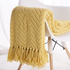 Battilo Home Boon Knitted Tweed Throw Couch Cover Blanket