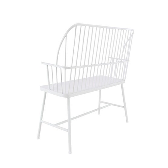 White Metal Farmhouse Bench, , on-hover image number null
