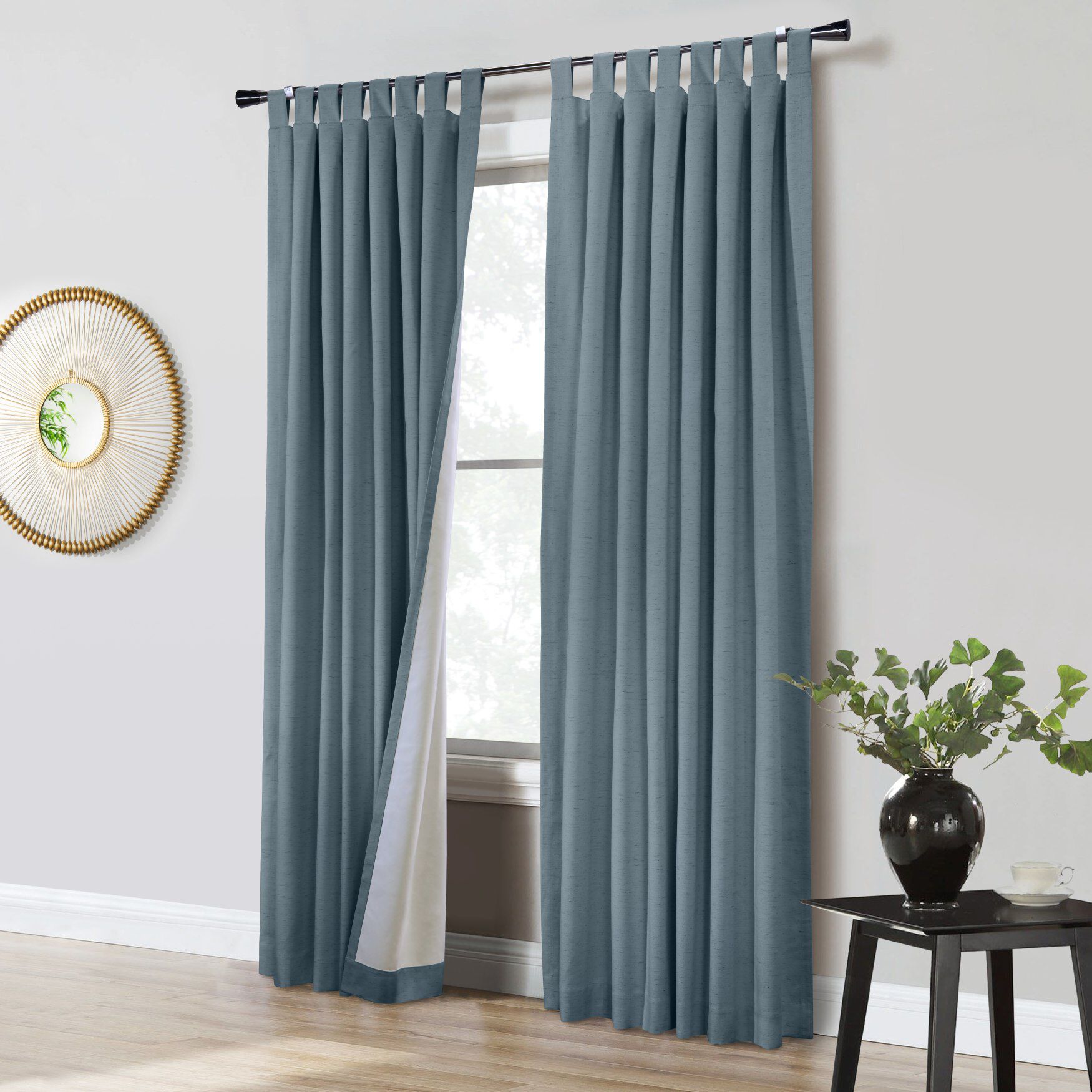 Ventura Blackout Tab Top Window Curtain Panel Pair, BLUE, hi-res image number 0