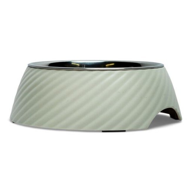 Twill Round Melamine Stainless Steel Dog Bowl, WHITE SWAN 24 OZ, hi-res image number 0