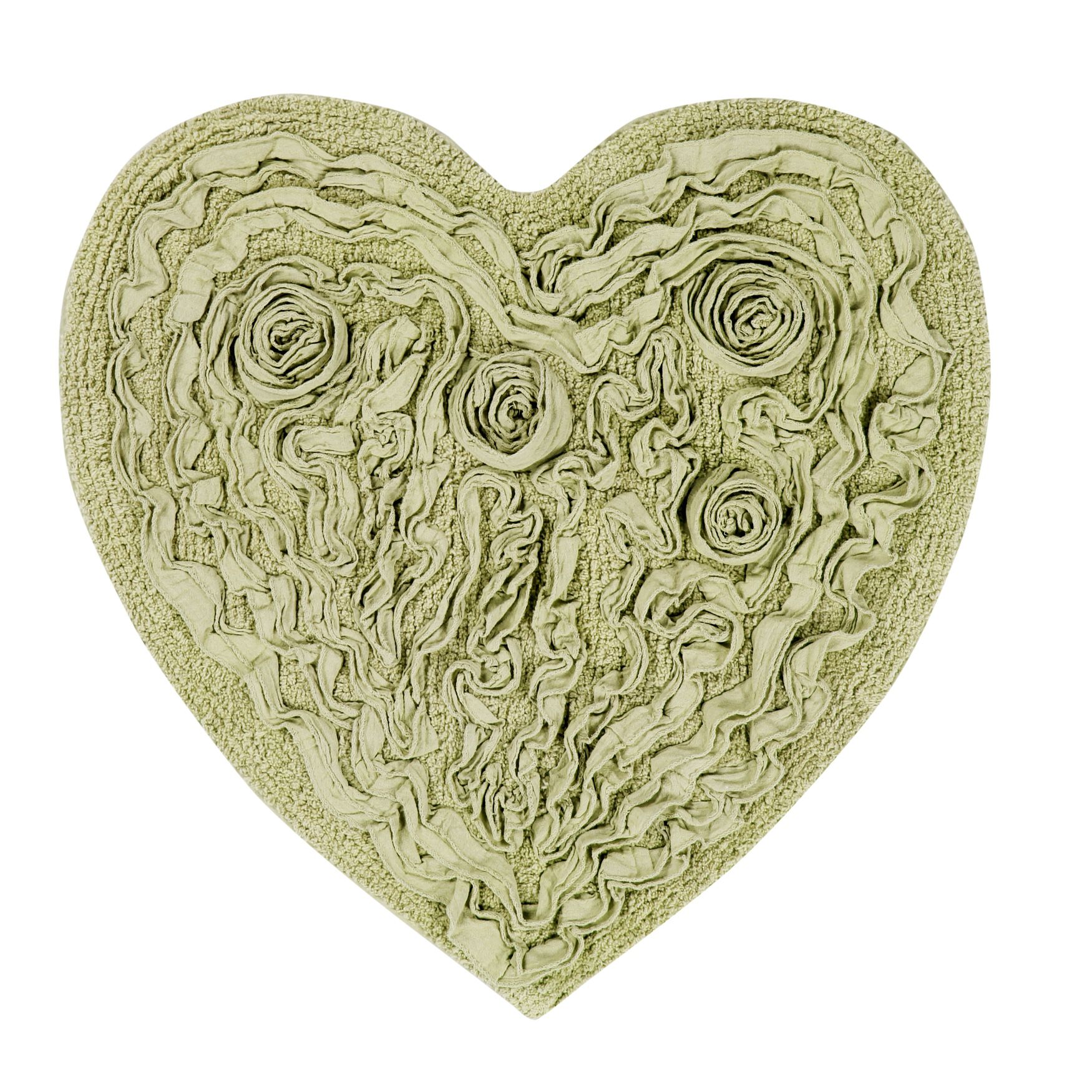 Bellflower Heart Bath Rug, GREEN, hi-res image number 0