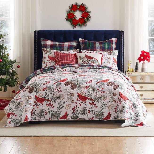 Cardinal Plaid Winter Wonderland Quilt Set, Red, 2-Piece Twin, RED, alternate image number 4