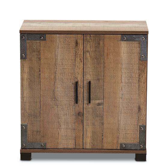 Cyrille Farmhouse Rustic Wood 2-Door Shoe Cabinet Furniture, , alternate image number null