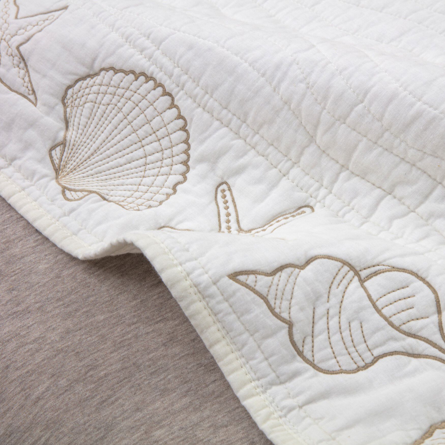 Coastal Seashell Ivory Bed Skirt 18-inch, , alternate image number 2