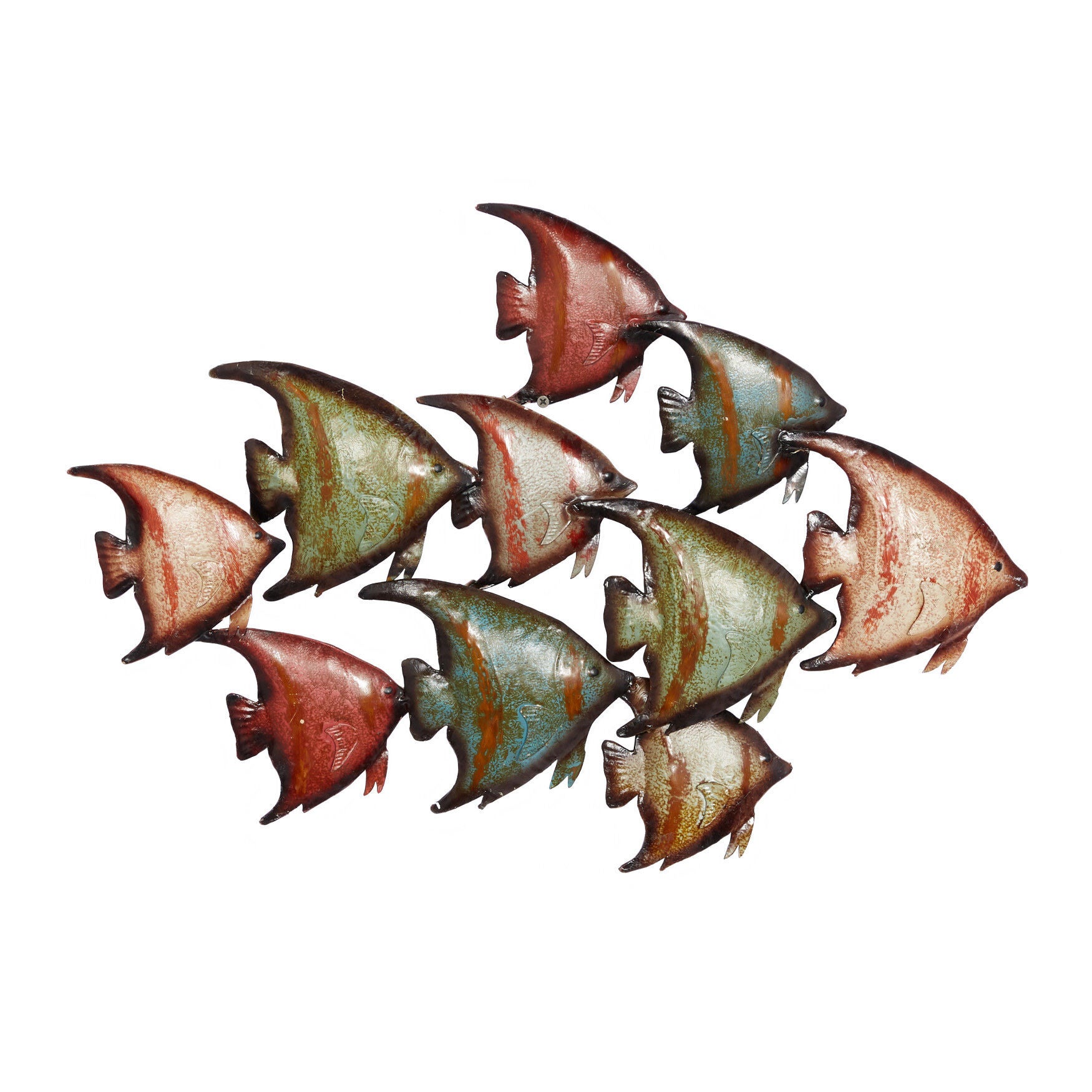 Multi Colored Metal Coastal Fish Wall Decor, MULTI, hi-res image number 0