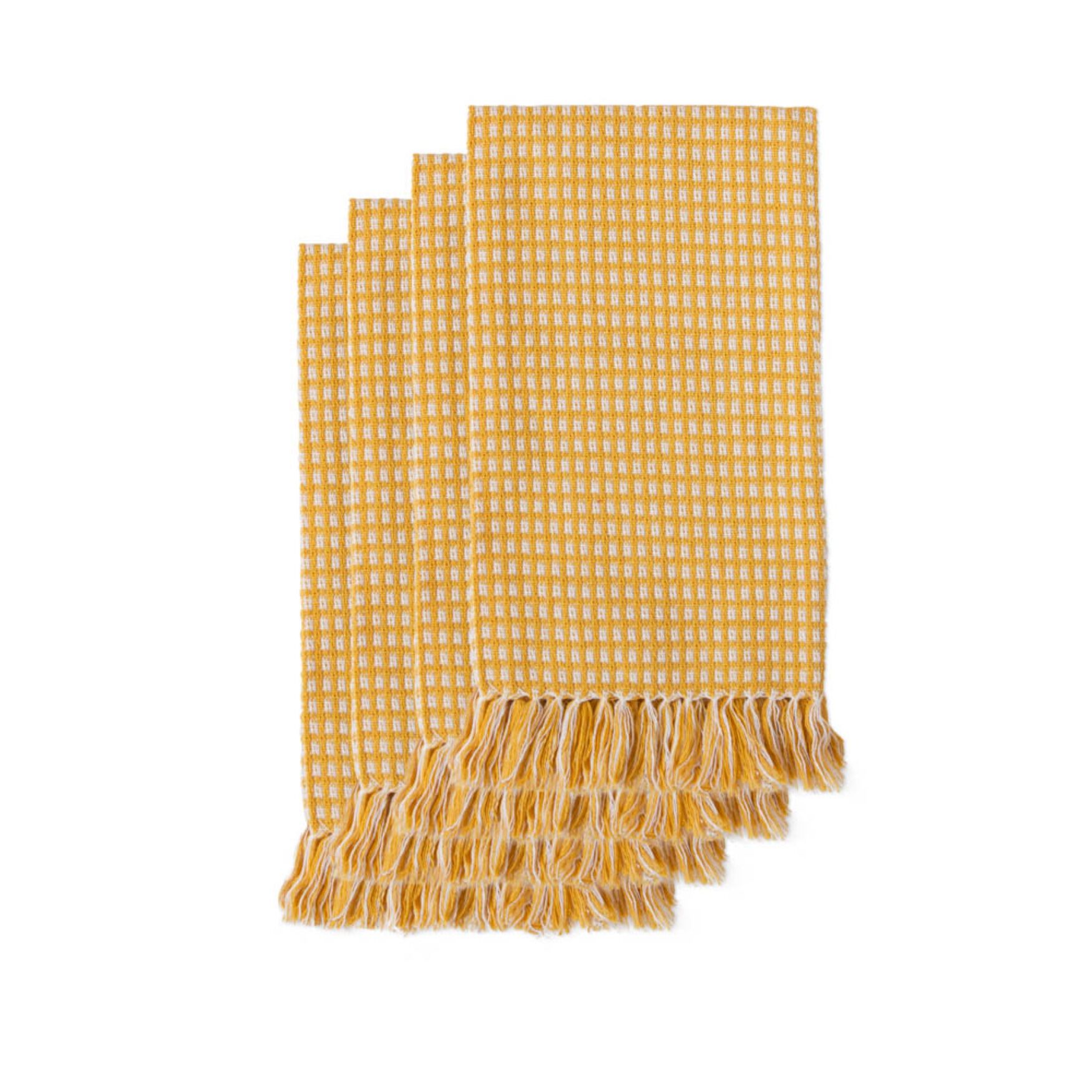 HOMESPUN FRINGED Napkins 4 PK18X18, GOLD, hi-res image number 0