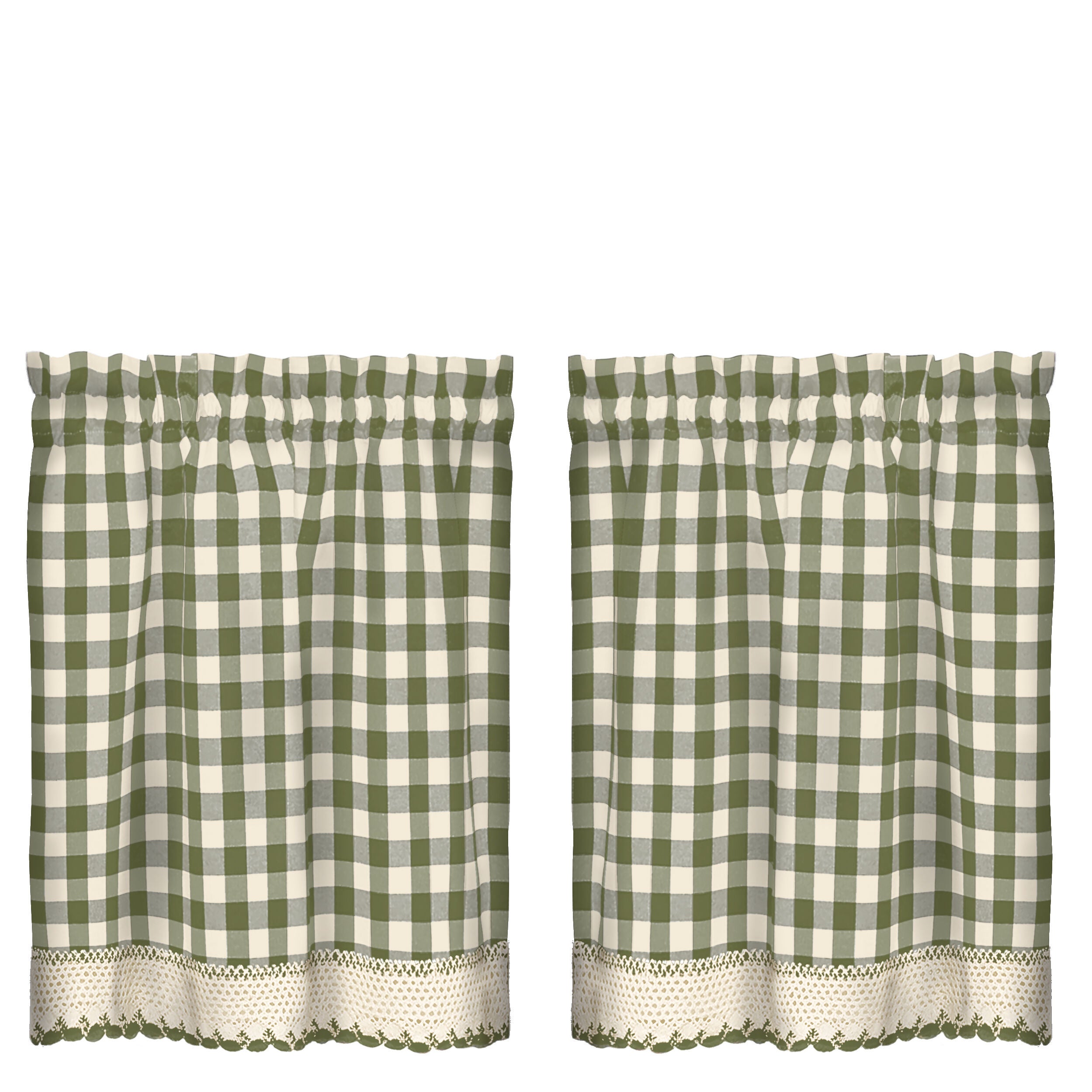 Buffalo Check Window Curtain Tier Pair, SAGE, alternate image number 1