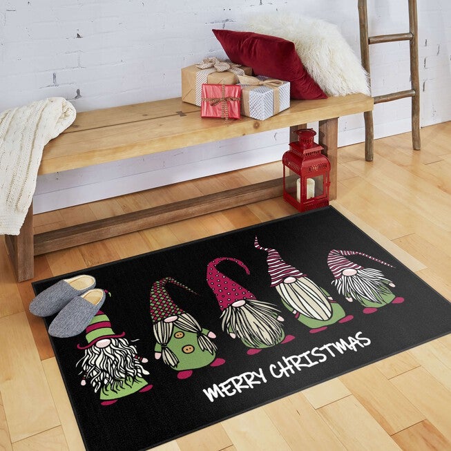Christmas Gnomes Grey Kitchen Rug, , alternate image number null