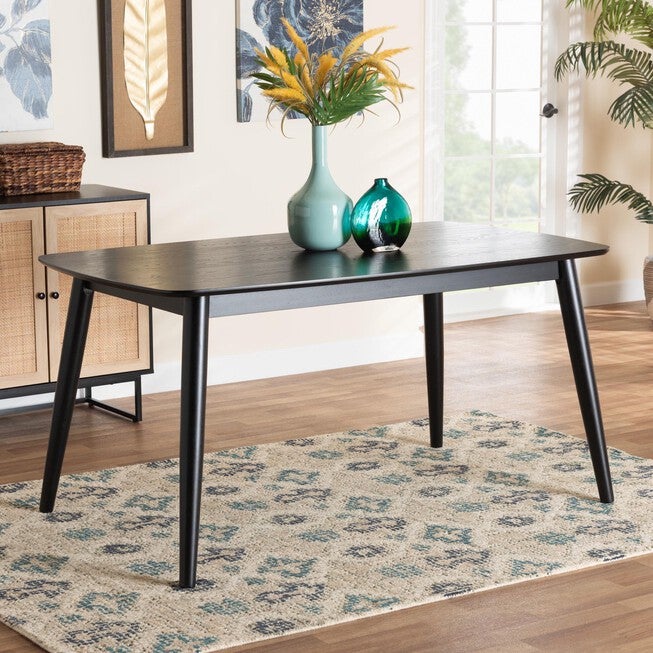 Flora Mid-Century Modern Black Finished Wood Dining Table, , alternate image number 22