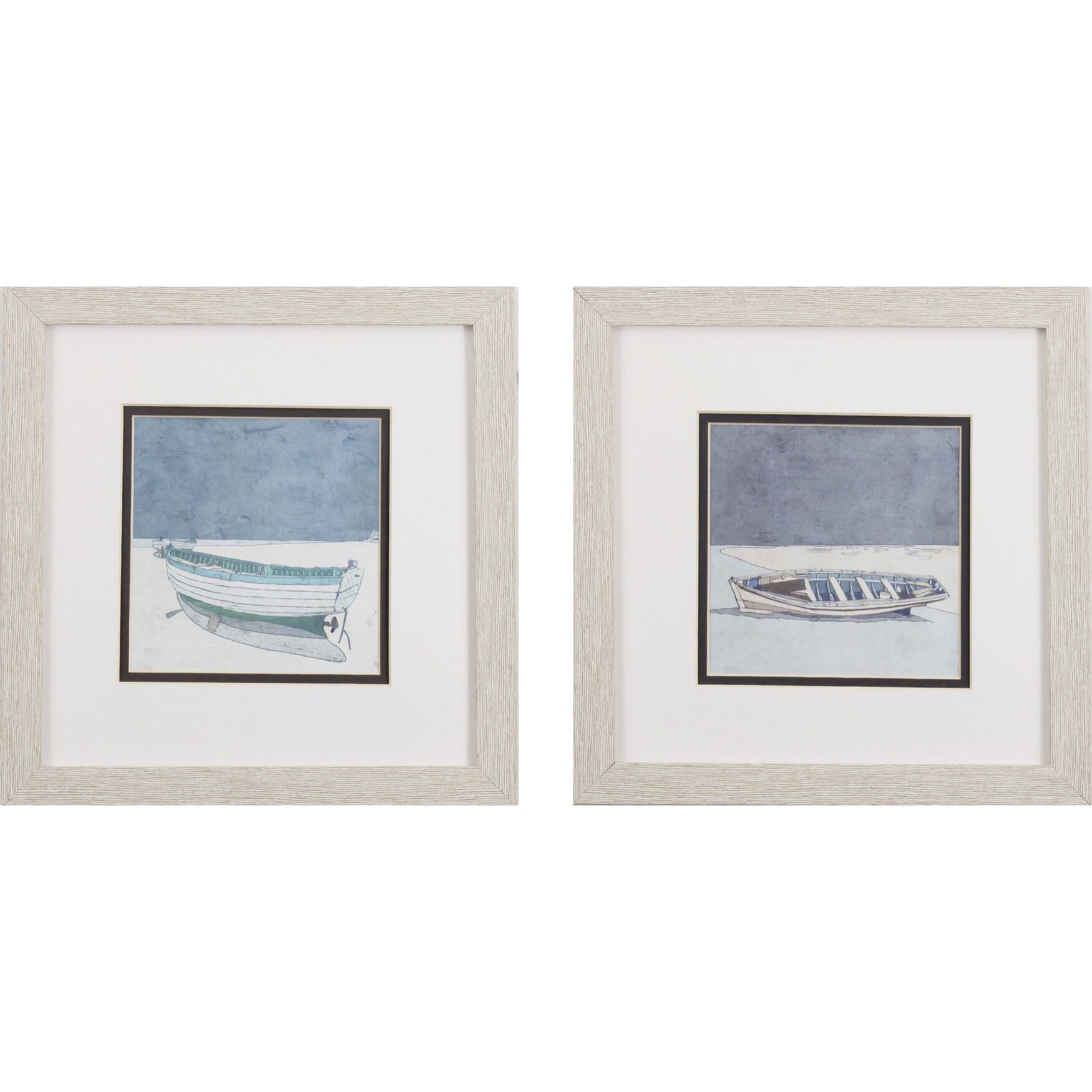 Docked Canoe Framed Wall D&eacute;cor, Set Of 2, BLUE, hi-res image number 0