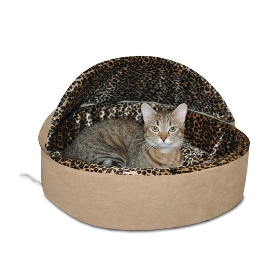 Heated Thermo-Kitty Cat Leopard Deluxe Bed, TAN LEOPARD, hi-res image number null