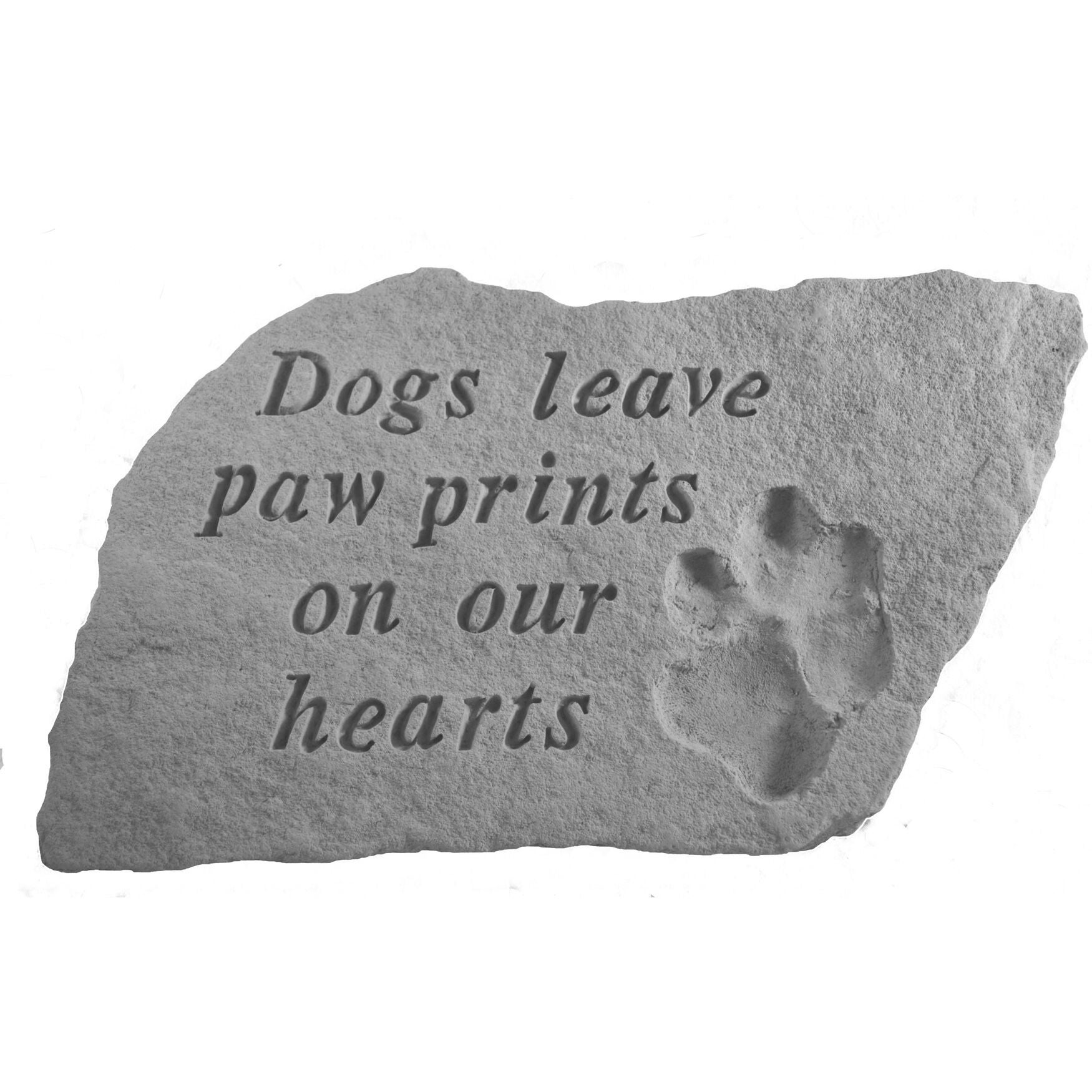 Dogs Leave Pawprints On Our Hearts Garden Memorial Accent Stone, GREY, hi-res image number 0
