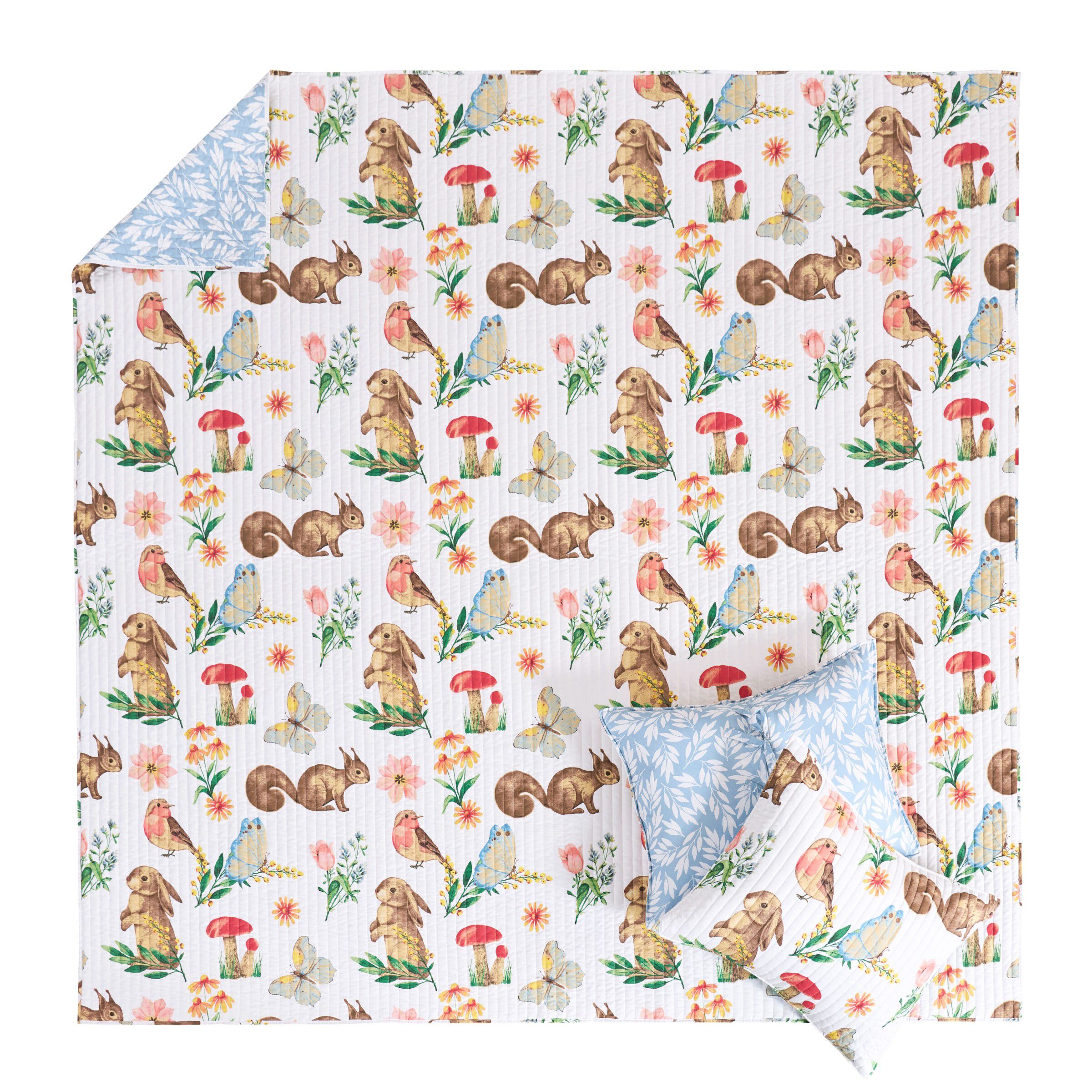 Willow Spring Forest Animals Reversible Quilt Set, WHITE, alternate image number 2