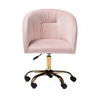 Ravenna Contemporary Glam And Luxe Aqua Velvet Fabric And Gold Metal Swivel Office Chair, , alternate image number null