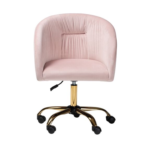 Ravenna Contemporary Glam And Luxe Aqua Velvet Fabric And Gold Metal Swivel Office Chair, , alternate image number null