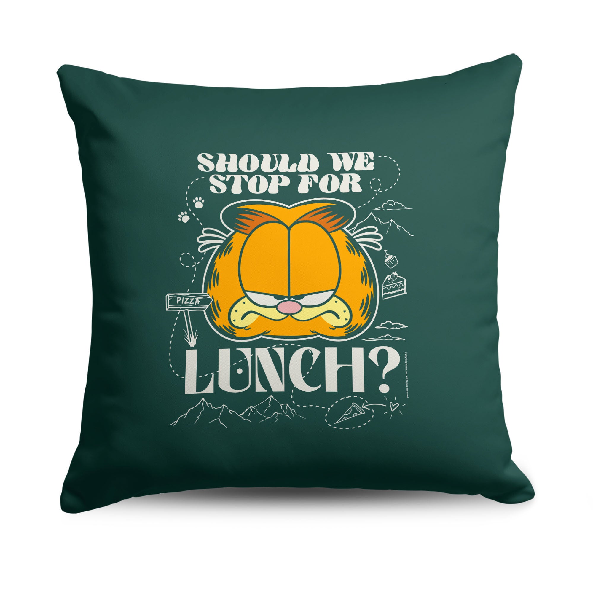 Nickelodeon Garfield Stop For Lunch Throw Pillow 18X18 Inches, GREEN, hi-res image number 0