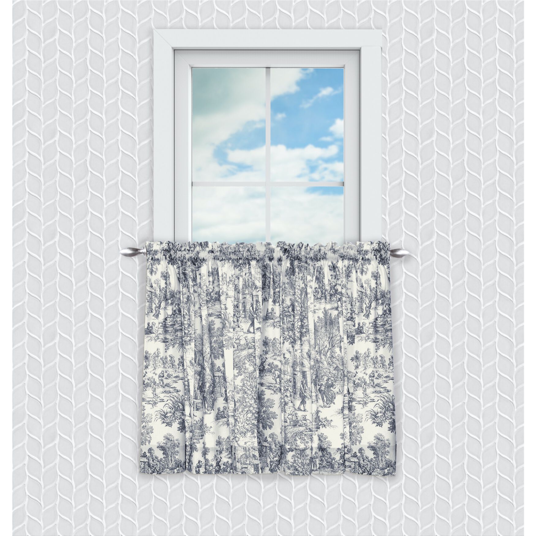 Victoria Park Tailored Tier Curtain Pair, BLUE, hi-res image number 0