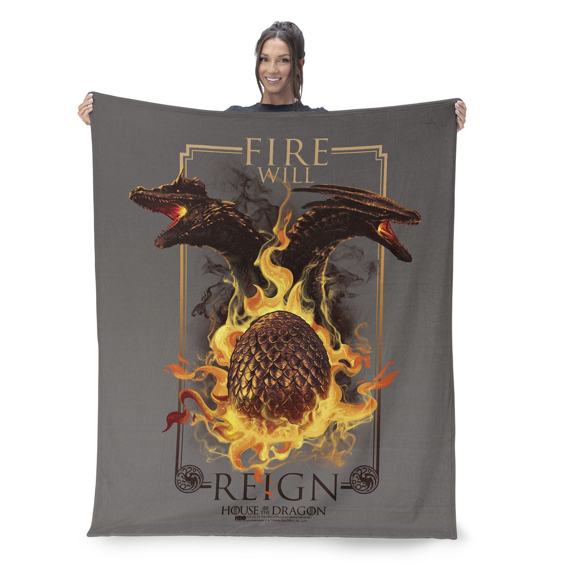 Warner Bros. House of the Dragon Let it Reign Silk Touch Throw Blanket 40x50 Inches, HOUSE DRAGON, on-hover image number 1