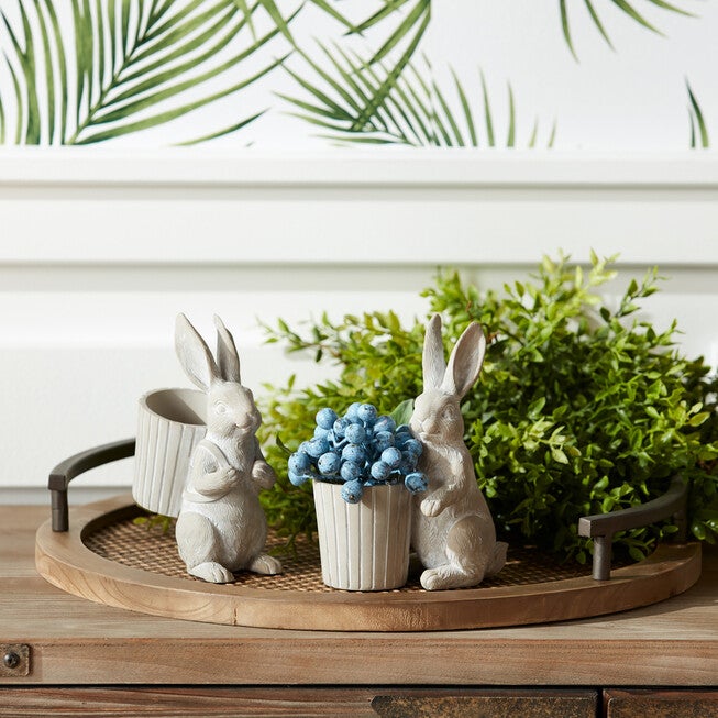 Standing Garden Rabbit With Pot Planter (Set Of 2), , on-hover image number 1