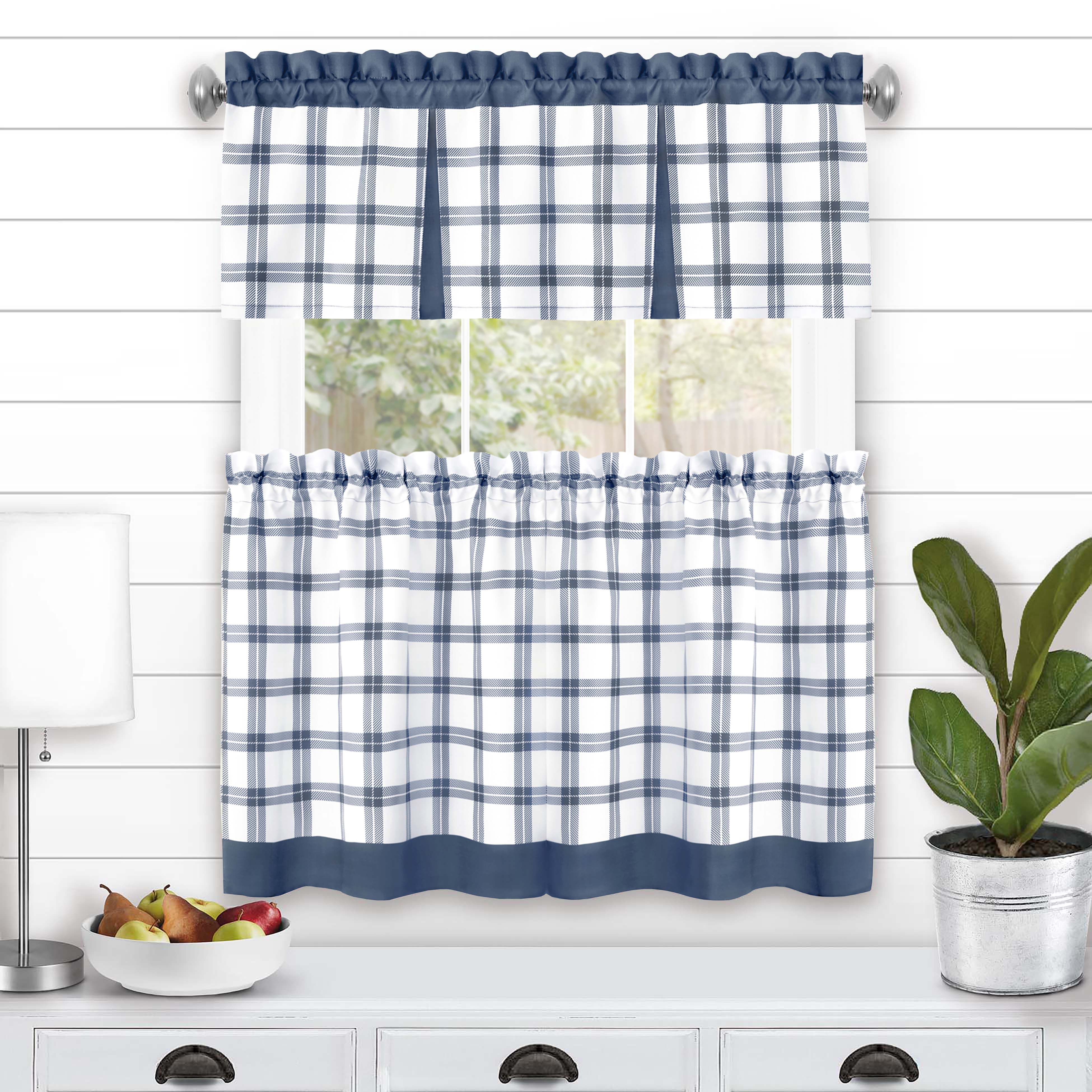 Tate Tier and Valance Window Curtain Set, BLUE, hi-res image number 0