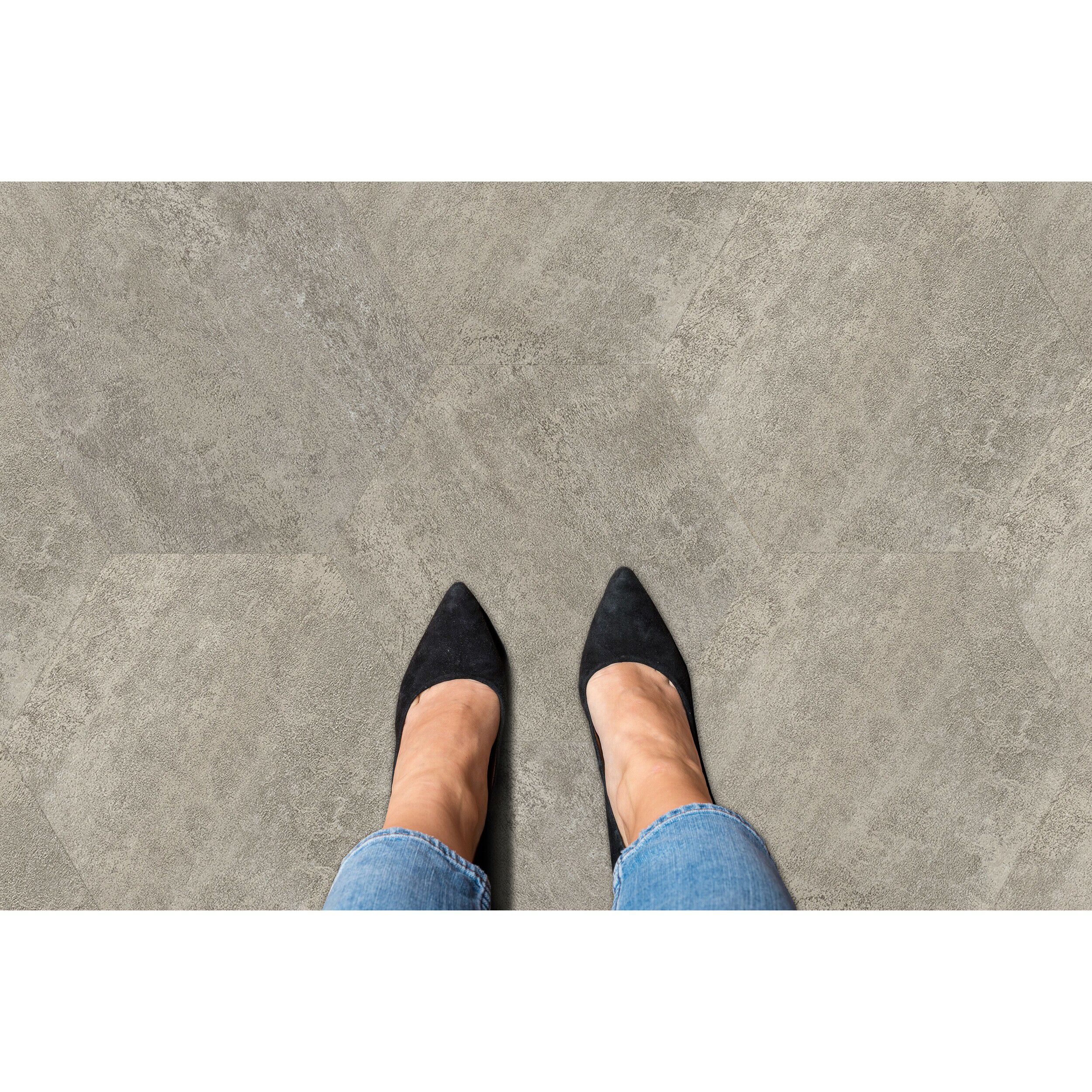 Floor Galore 9x10.4 Self Adhesive Hexagon Vinyl Floor Tile - 20 Tiles/10 sq.ft, GRAPHITE, alternate image number 2