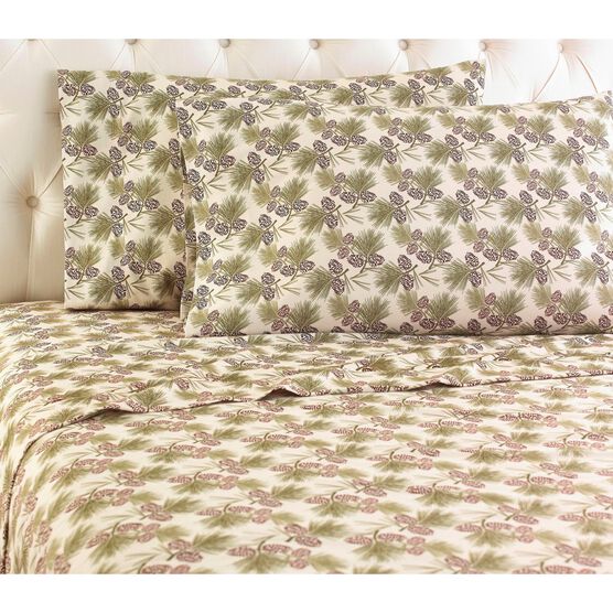 Micro Flannel® Pinecone Print Sheet Set, FLANNEL, hi-res image number null