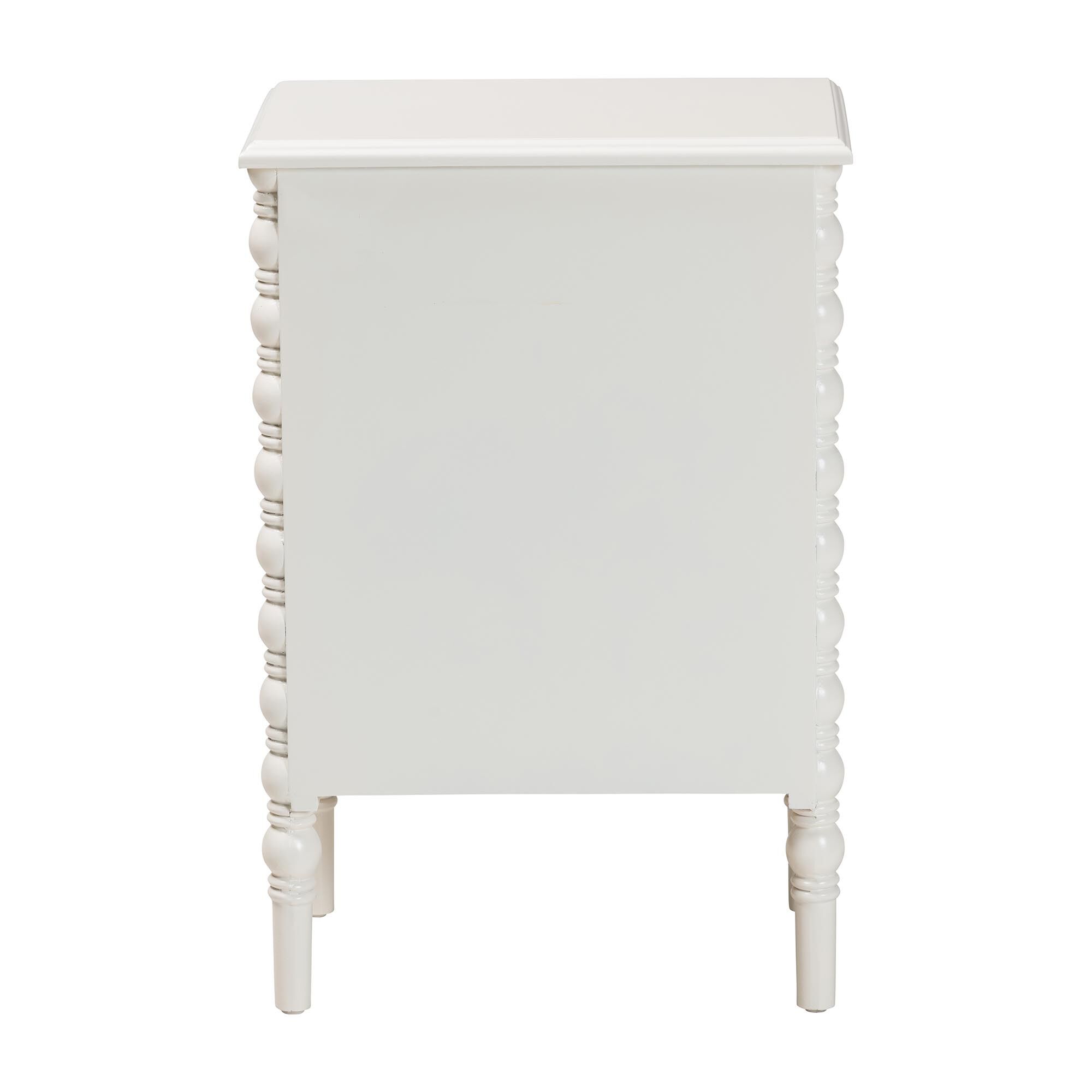 Malinda Classic White Wood 3-Drawer End Table with Spindle Legs, WHITE, alternate image number 5
