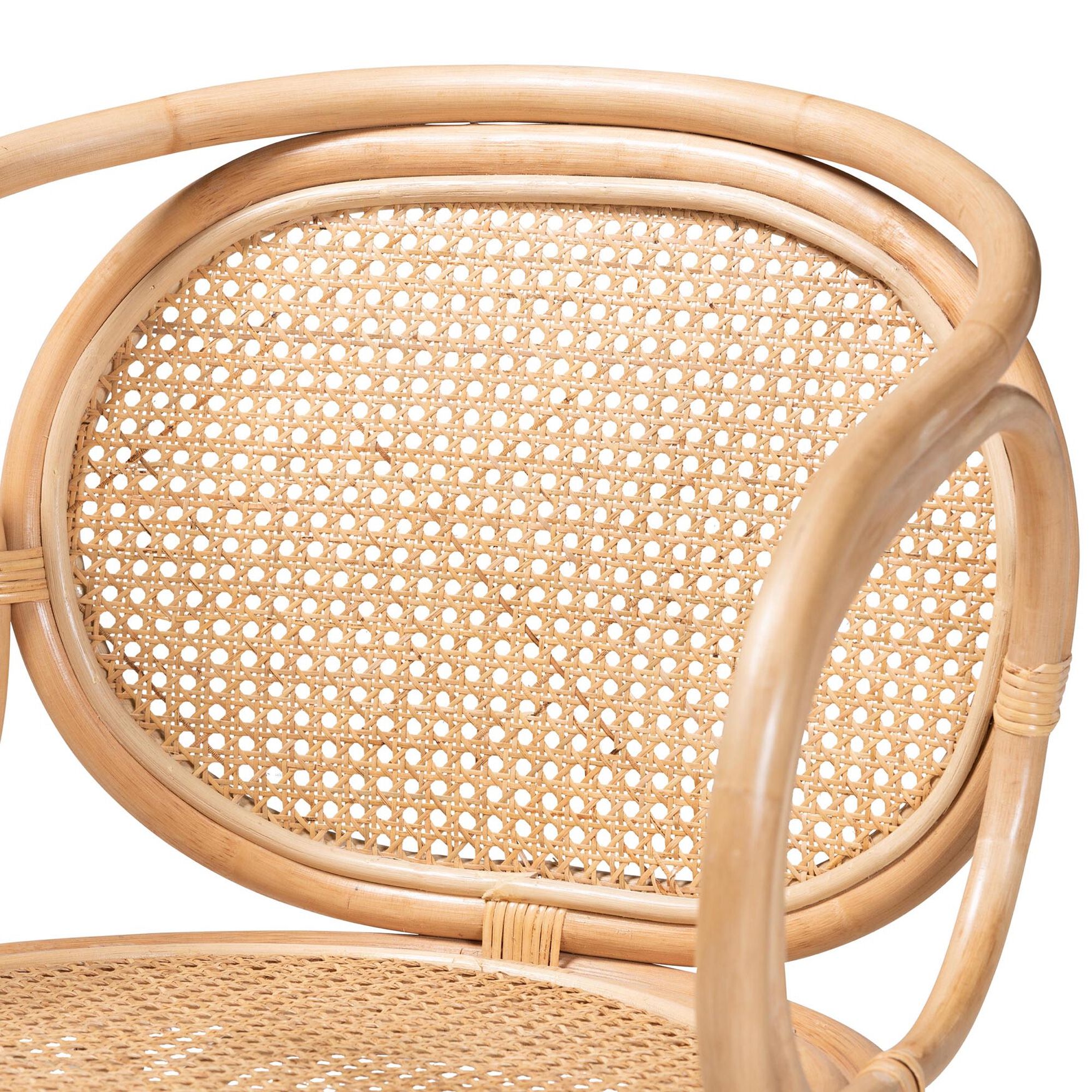 Palesa Modern Bohemian Two-Tone Black And Natural Brown Rattan Dining Chair, , alternate image number 4