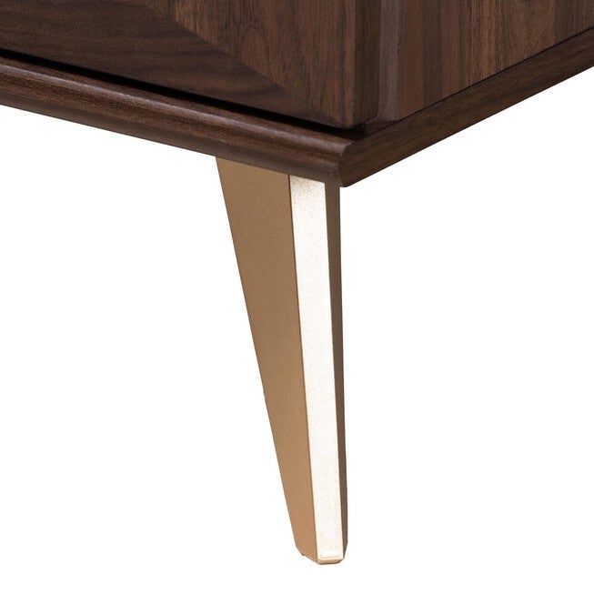 Graceland Mid-Century Modern Transitional Walnut Brown Finished Wood 2-Drawer Nightstand, , alternate image number null