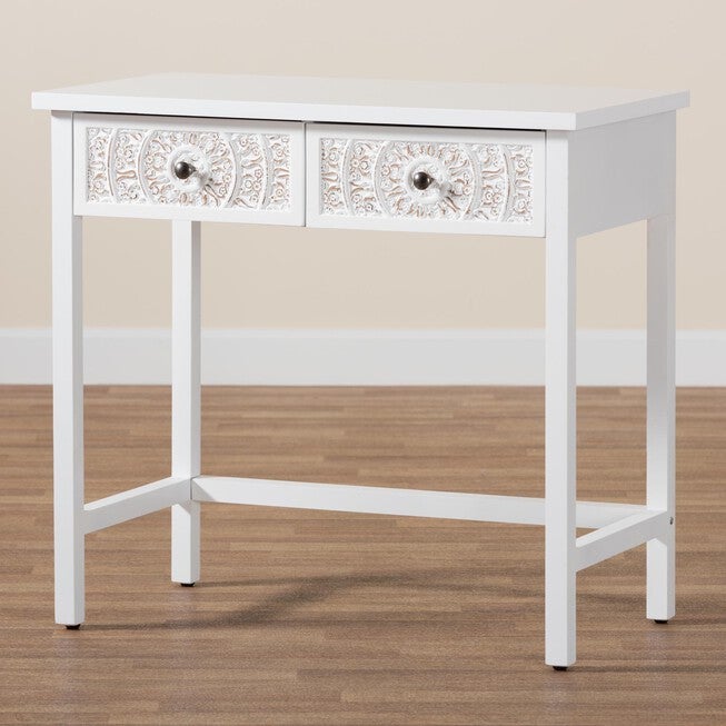 Yelena Classic And Traditional White Finished Wood 2-Drawer Console Table, , alternate image number null