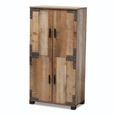 Cyrille Farmhouse Rustic Finished Wood 4-Door Shoe Cabinet Furniture