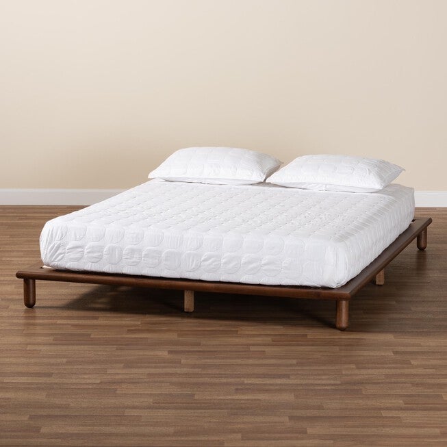 Alivia Mid-Century Modern Walnut Brown Finished Wood King Size Bed Frame, , alternate image number 6
