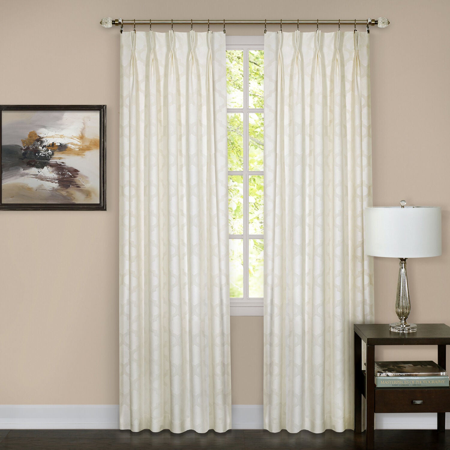 Windsor Pinch Pleat Window Curtain Panel, IVORY, hi-res image number 0