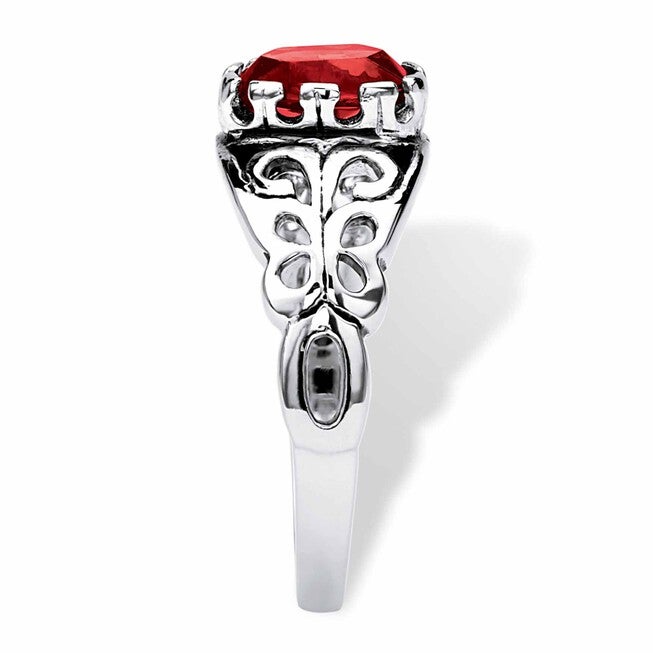 Sterling Silver Swirl Simulated Birthstone Ring, , on-hover image number 1