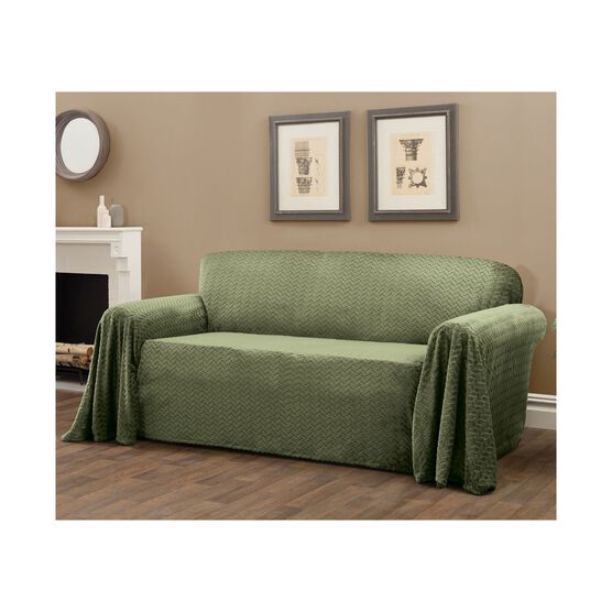 Mason Cable Knit Furniture Throw Loveseat Slipcover, GREEN, hi-res image number null