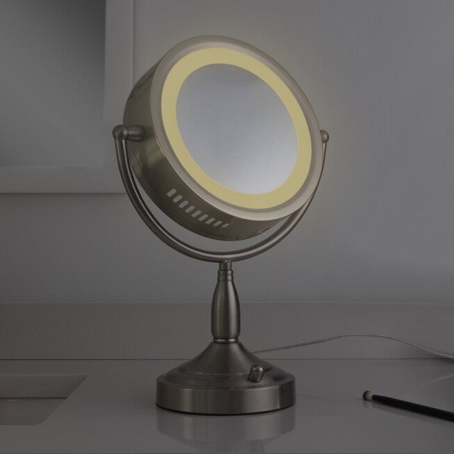 Round Dual-Sided Lighted Vanity Mirror 8X/1X, , alternate image number 3