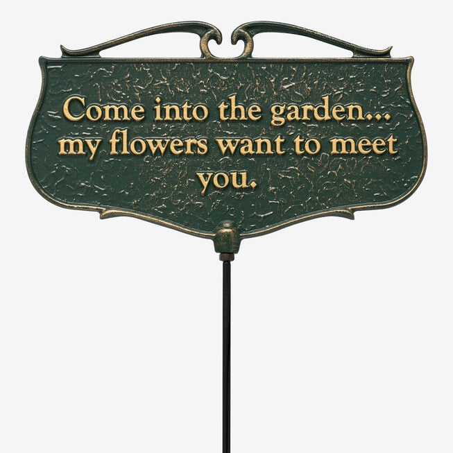 Come Into The Garden My Flowers Want To Meet You - Garden Sign, GREEN, hi-res image number 0