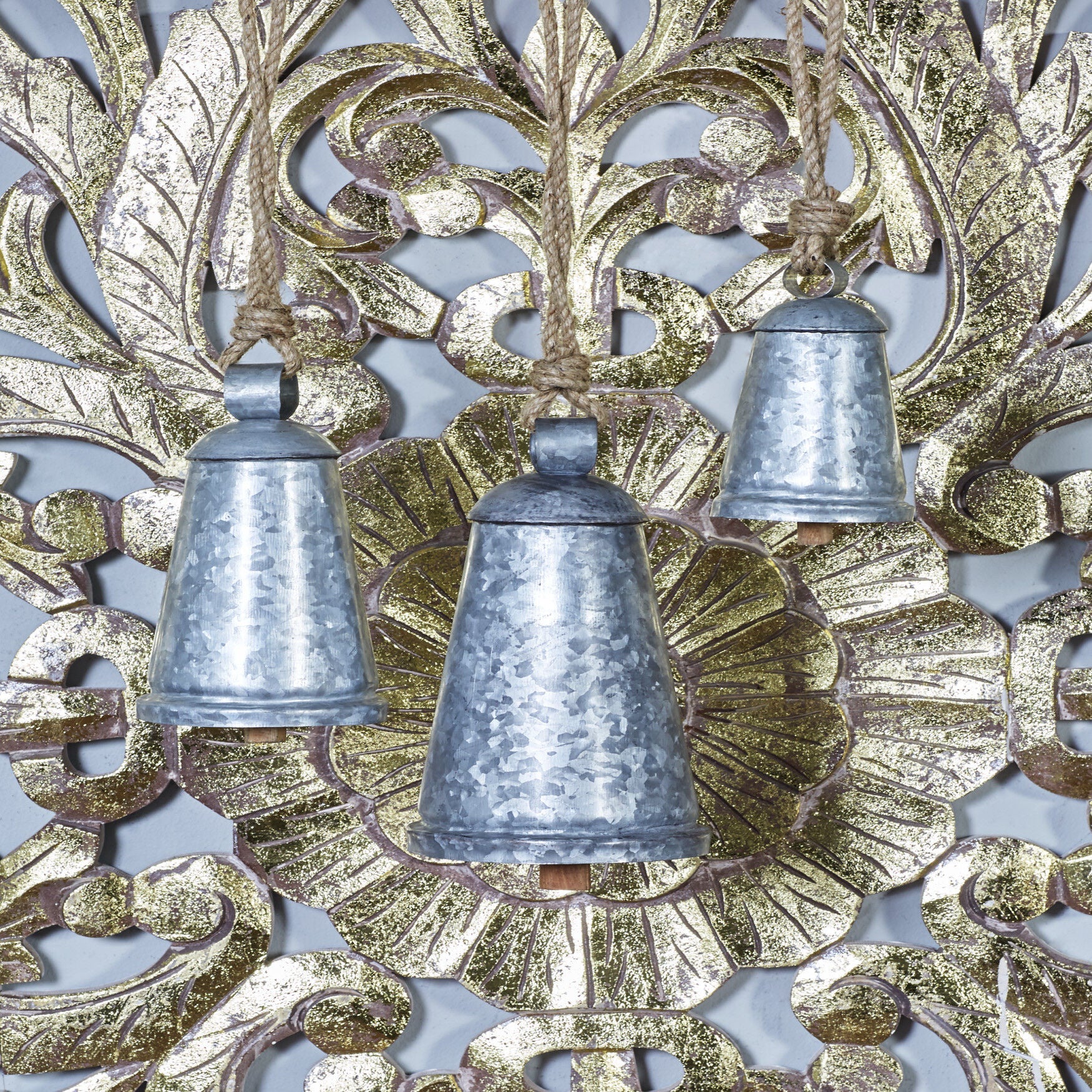 Set Of 3 Grey Metal Rustic Windchime, , alternate image number 3