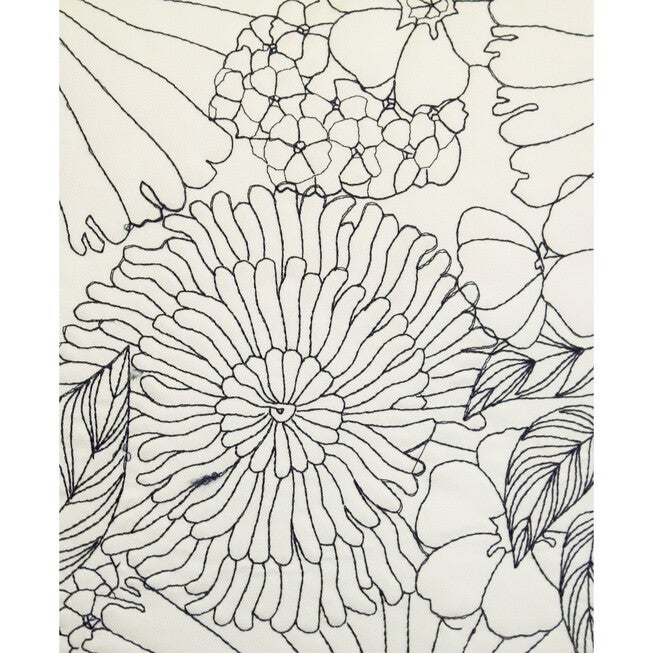 Fine Line Embroidered Floral 18x18 Indoor Outdoor Decorative Pillow, , alternate image number null