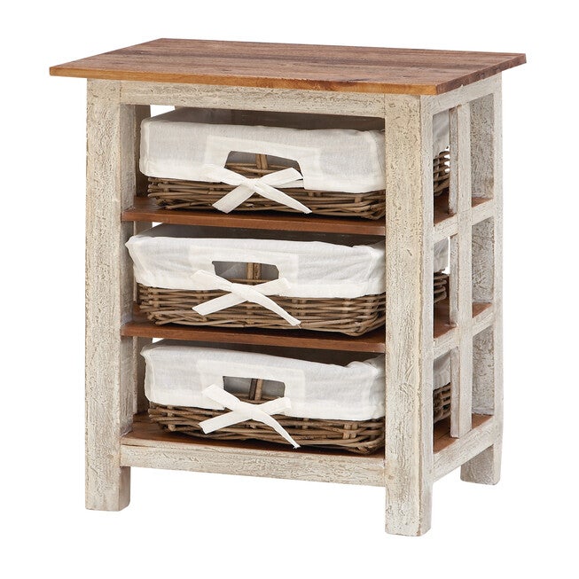 White Farmhouse Rattan Storage Unit, 29 x 15, WHITE, hi-res image number null