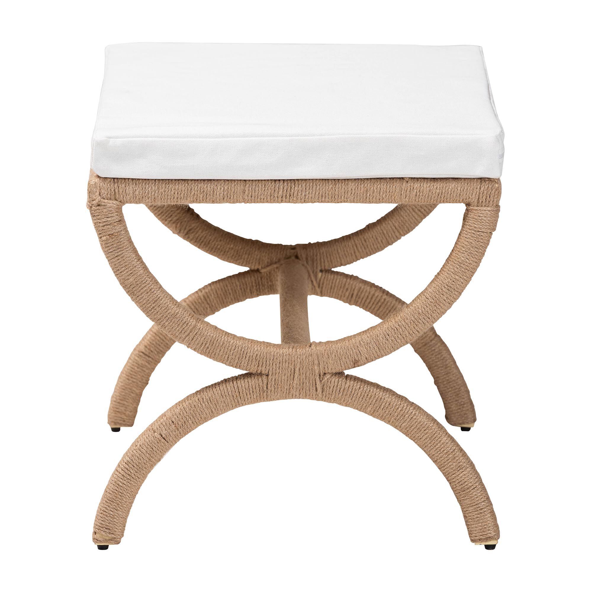 Maliyah Japandi Natural Jute Ottoman, BROWN, alternate image number 3