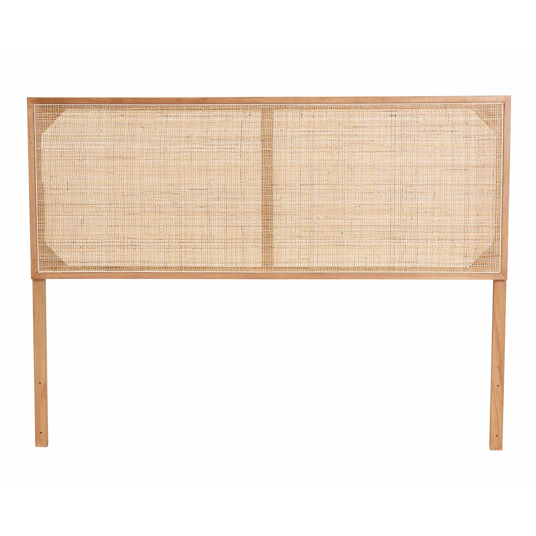 Aurelia Modern Bohemian Natural Brown Finished Bayur Wood and Rattan Queen Size Headboard, , on-hover image number 1