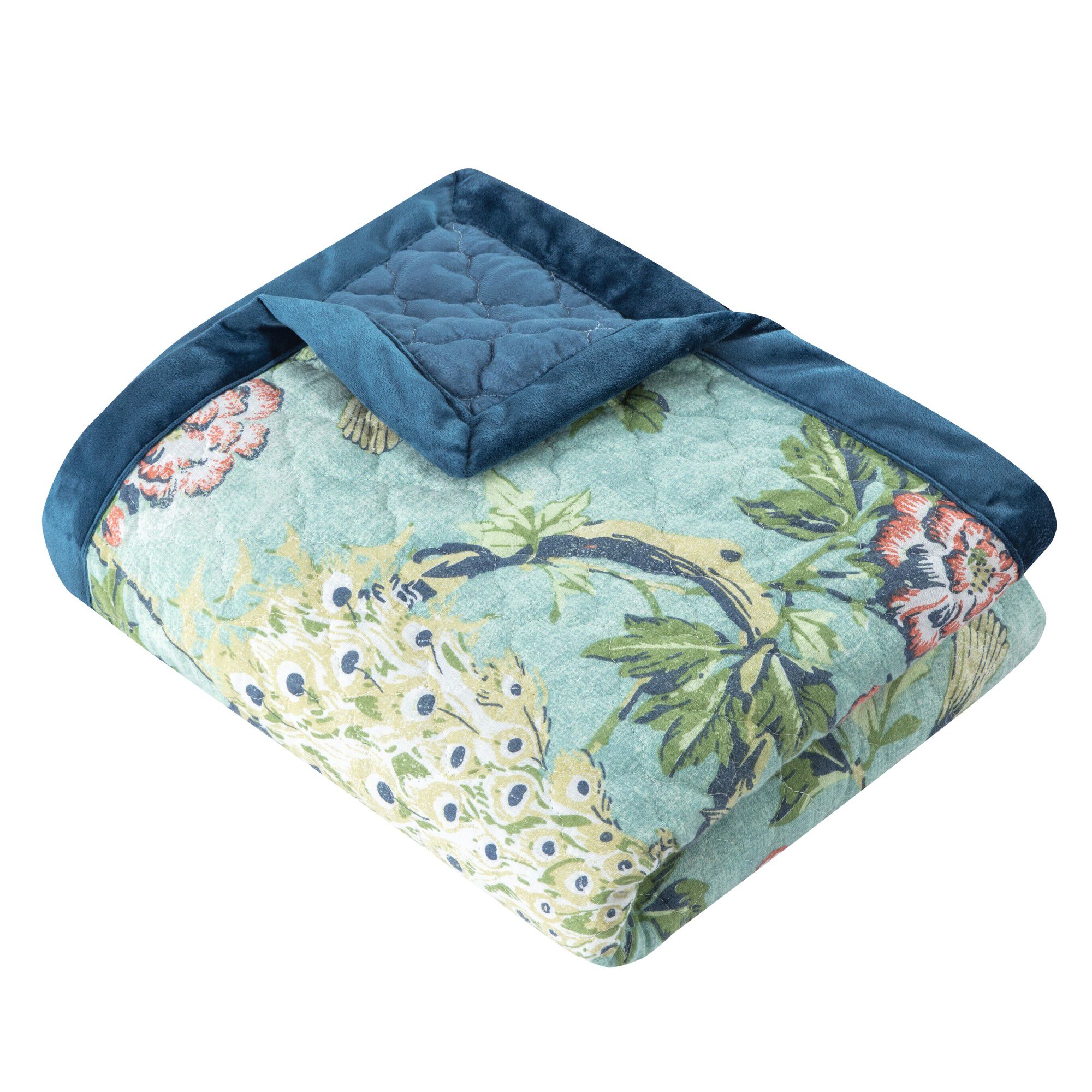 Pavona Quilted Throw Blanket, JADE, alternate image number 2