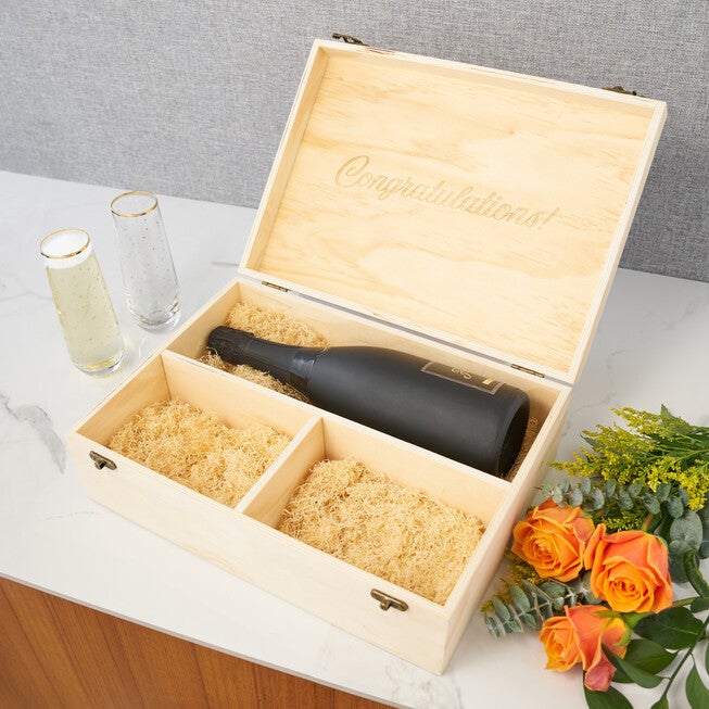 Celebrate Wood Champagne Box With Set Of Flutes, , on-hover image number 1