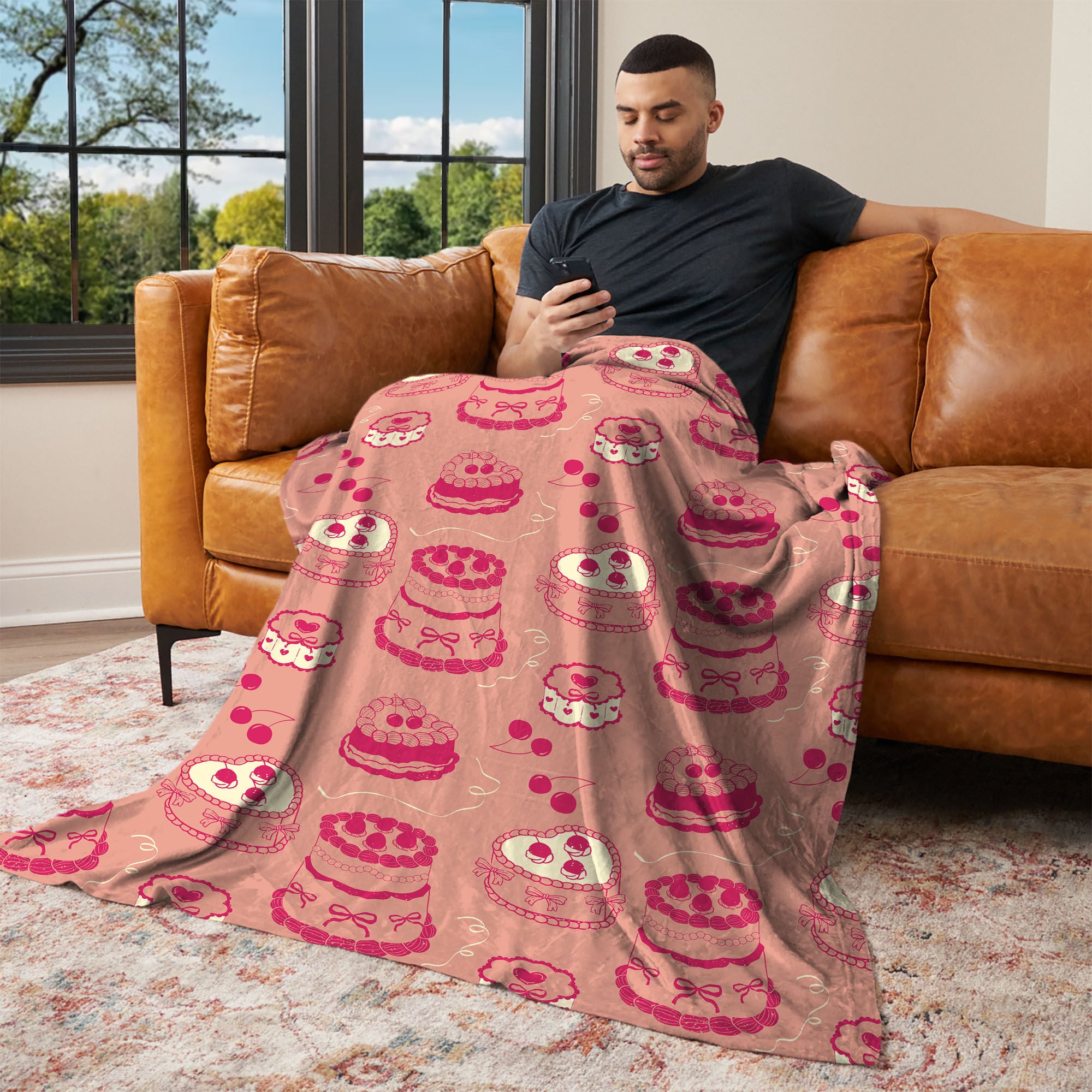 Valentine's Day V-Day Cakes Silk Touch Throw Blanket 50x60 Inches, VDAY CAKES, alternate image number 2