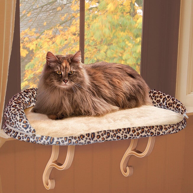 Kitty Cat Sill Deluxe Bolster Leopard, , on-hover image number 1