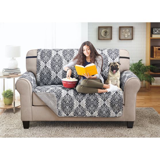 Printed Reversible Quilted Love Seat Protector Woman Within