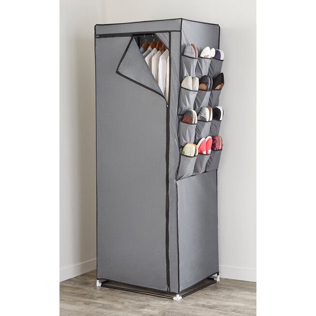 23 inchesD Oversized Single Wardrobe with Shoe Storage, GRAY, hi-res image number null